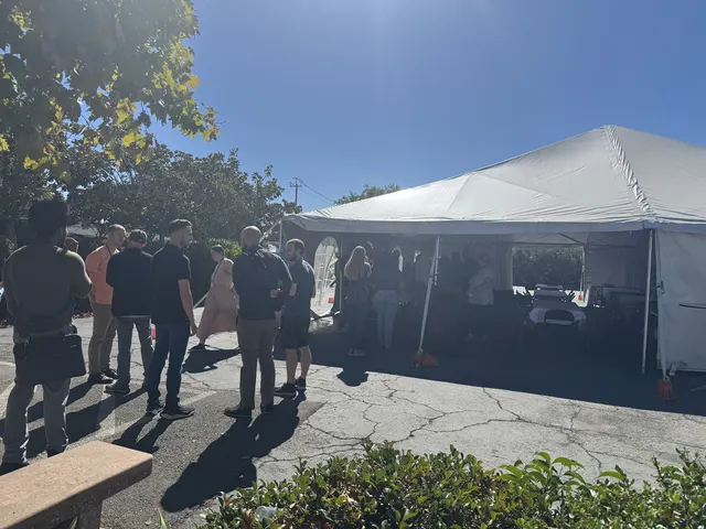 Outside the tent in the afternoon light