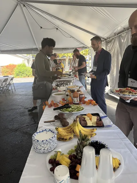 Tables of food and fellowship