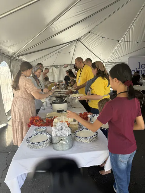 Families eating together